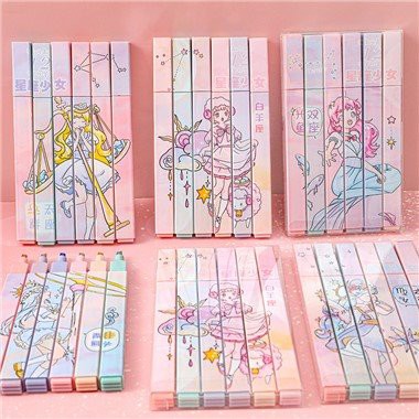 6ks Constellation Highlighters Pastel Cute